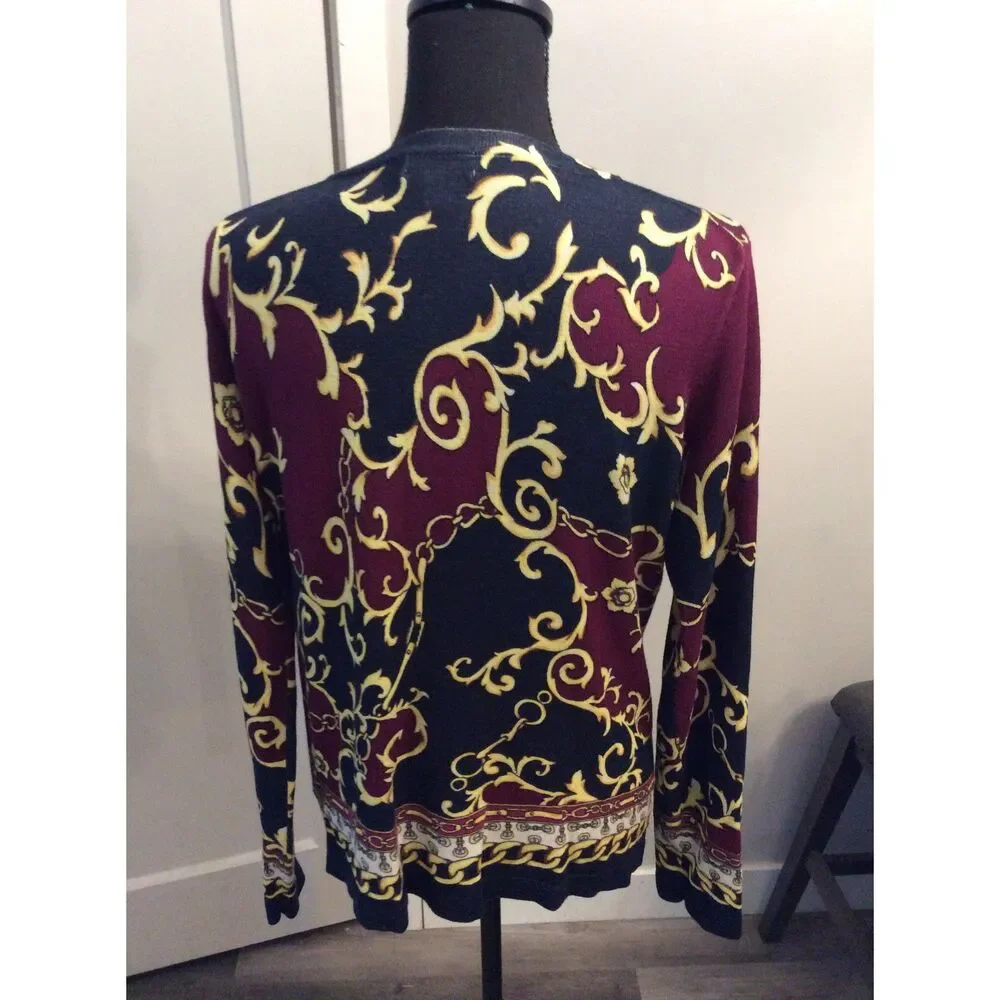 Cardigan Size Large L Navy Burgandy Golf Womens Long sleeve